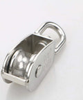 4Pcs M25 Stainless Steel Wire Rope Crane Double Pulley Block Lifting Crane Swivel Hook Single Pulley Block Hanging Wire Towing Wheel