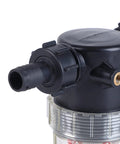 Close-up of Heavy Duty 3/4 Inch and 1/2 Inch Hose Barb Filter Stainless Steel 304 showing barb inlet and filter housing detail.