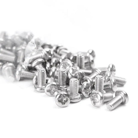 M3x6mm Stainless Steel Phillips Round Head Machine Screws Kit, Rust Resistant 304 Grade Cross Slot Screws For DIY Home Repairs, Furniture, Electronics And Office Gear, 100 To 300 Pieces pile of stainless steel Phillips round head machine screws