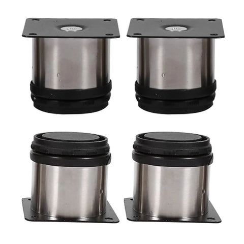 Adjustable Sofa Feet 4 Pack Stainless Steel Furniture Legs with height adjustment and plastic base, round design
