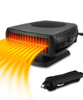 200W 12V Car Heater And Cooler Plugs Right Into Your Cigarette Lighter For Snappy Windshield Defrost, emits warm air.