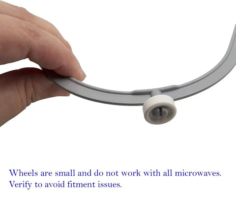 Close-up of Model Specific Microwave Turntable Support Ring Replacement 8206227 W11252182 Not Universal showing wheel detail.