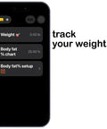 Body Fat Caliper With Skinfold Measurement For Home Fitness, Fast Instant Fat Percentage Readout In App, No Math Needed, Clear Category And Visual Progress Tracking, More Accurate Than A Standard Scale For Real Fat Loss app screen with weight and body fat chart