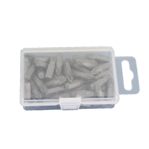 50 Pc Pozi PZ2 Screwdriver Insert Bits Set, Impact Ready, 1 Inch Length, Hex Shank With Quick Release Slot in plastic case