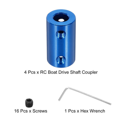 Blue rigid screw coupling 5-7mm shaft connector L25mm D14mm with 16 screws and hex wrench for 3D printers and DIY encoders.