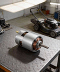 High Torque 21V DC Motor 120W For Power Tools Hand Drills And Lawn Mowers With Ball Bearings on workshop table