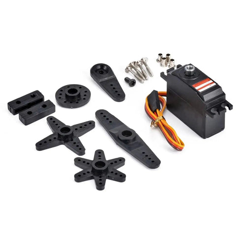 Top Grade 25G Metal Gear Digital Servo Featuring Coreless Motor High Torque RC Crawler Upgrade Parts, includes gears and accessories.