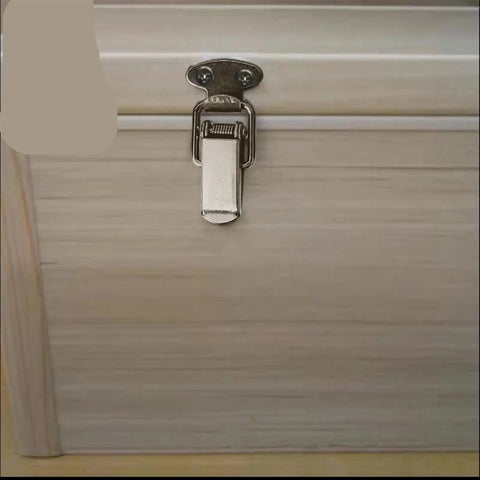 Heavy Duty Sliding Door And Window Latch Kit Includes Five Premium Spring Loaded J108B Hasp Catches Made From Mild Steel For Secure Cabinet Box Hardware Installation That Keeps Everything Locked Tight And Ready To Go. Mild steel spring latch on wooden cabinet door