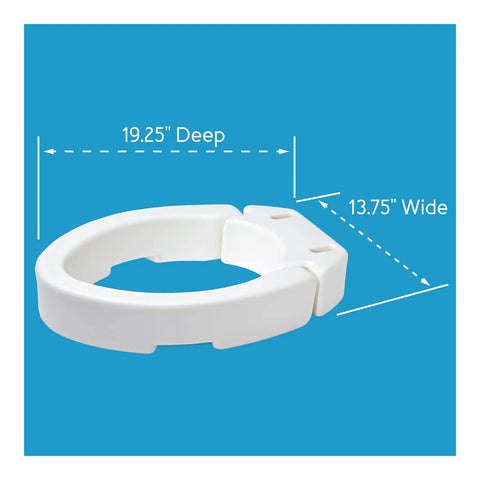 Hinged Elongated Toilet Seat Riser Delivers A Bold Three Point Five Inch Lift For Heavy Duty Three Hundred Pound Support No Sweat Installation And Easy Breezy Cleaning In Clean White