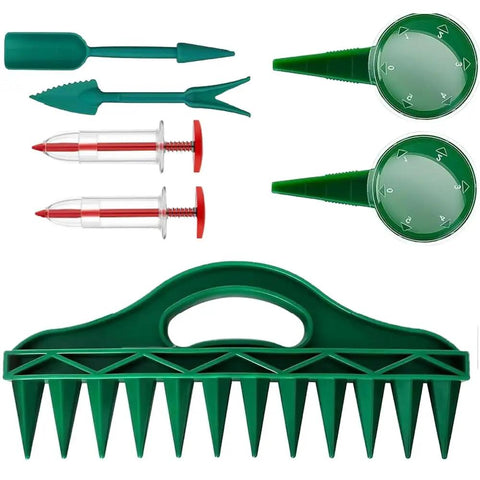 Versatile 7 Piece Seed Spreader Set With 12 Hole Seeder And Handheld Garden Planting Tool for precise garden bed planting