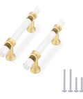 Gold Clear Acrylic Cabinet Pulls 10 Pack For Dresser Drawers And Kitchen Cabinets 3 Inch Center To Center Spacing Durable Gold Tone Hardware