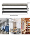 Industrial Shoe Bench With Three Tier Rack And Boot Storage Entryway Organizer With Mesh Shelves Space Saving Shoe Cabinet