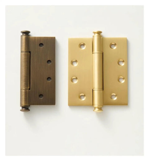Thick Solid Brass Door Gate Hinge Set Four Pack With Matte Antique Finish Heavy Duty And No Squeak Operation Smooth Close Multi Point Mounting Holes