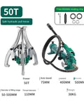 Split Hydraulic Puller Kit With 3-Jaw Universal Bearing And Pulley Remover, Heavy-Duty 50T shown with specifications
