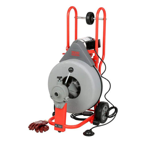 Professional Heavy Duty Automatic Drain Cleaner That Handles Rough Plumbing Like A Champ Features Reliable Auto Feed And Five Eighths Inch Pigtail Cable Made In Usa on a red and gray drum.