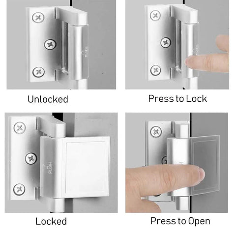Two Pack Heavy Duty Door Security Lock For Inward Swinging Doors, Kid Proof Door Reinforcement With Upgraded Stainless Steel Screws