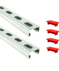 Heavy Duty Metal Strut Channel Kit 1-5/8 x 13/16 Inch 14 Gauge Slotted Back 47-1/4 Inch Length Electro-Galvanized Silver Pack Of 2