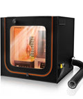 Black resin enclosure with UV protection and LED light, large ventilation kit for odor-free printing, universal fit for all 3D printers