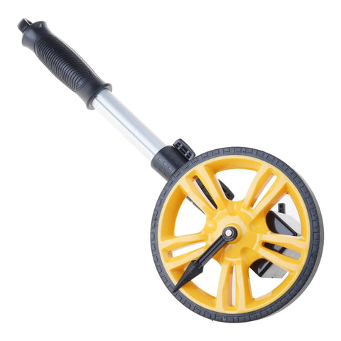 Measuring Wheel 0-9999.9m Digital Display for Construction Worker, yellow wheel, metal and ABS construction, ergonomic handle.