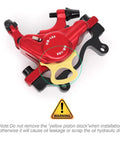 Red rear caliper from line pulling hydraulic disc brake calipers for MTB and road bikes front and rear ebike disc brake upgrade kit.