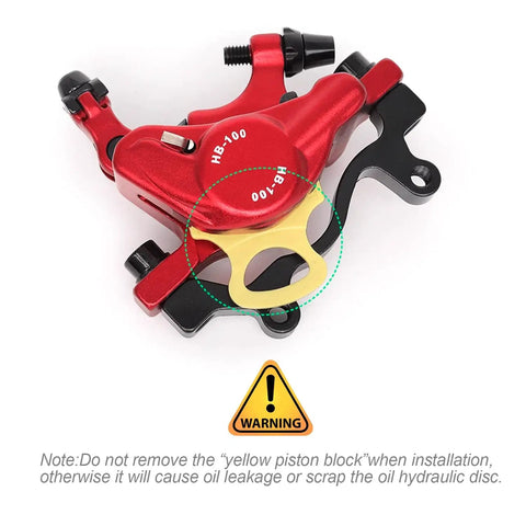 Red rear caliper from line pulling hydraulic disc brake calipers for MTB and road bikes front and rear ebike disc brake upgrade kit.