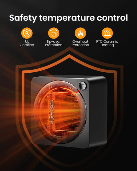 Mini Space Heater For Home And Office Indoor Use Takes The Chill Off Fast PTC Ceramic 500W Energy Efficient Compact Desk Heater