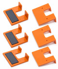 Pro Grade Rock Solid Magnetic Cabinet Hinge Jig With Exact Two Millimeter Gap Spacer Tool, six orange magnetic shims for cabinet alignment.