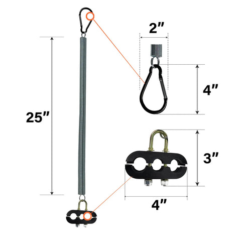 Twin Pack 25 Inch Tender Spring Kit With Hanger Trackers And Hose Clamps For Heavy Duty Air Line And Power Cable Runs, 3In1 ABS System
