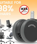 Office Chair Wheels Replacement Casters For Carpet And Hard Floors, 3 Inch Stem Set of 5 showing universal fit and chair compatibility
