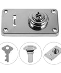 Cool Vintage Iron Luggage Locks With Dual Security For Suitcases And Toolboxes Easy Install Fasten Up Your Gear In No Time shown with key and latch.