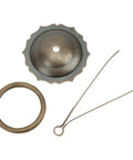 Antique Brass Cabinet Knob With U Shaped Needle Mounting Kit for doors, featuring scalloped edge with rich patina.
