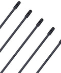 Five black Universal Soft Plastic Antenna Tubes with caps for RC cars, FPV drones, durable flexible 2.4G receiver RX, 5 pack, 300mm each.