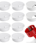 Desk Grommet Set 2 Inch White ABS Plastic Hole Covers For Cables Includes 10 Pieces And A 2 Inch Hole Saw For Quick And Clean Wire Management