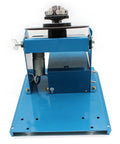 3 Jaw Rotary Welding Positioner Turntable With 2.5 Inch Mini Lathe Chuck 110V Plug And Play Setup, featuring blue metal frame.