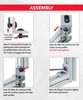 Assembly of Two Hole Inside Corner Bracket for T Slot Aluminum Extrusion, 90 Degree Angle Connector for 15 Series, showing installation steps.