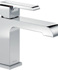One Handle Chrome Bathroom Faucet For Single Hole Or 3 Hole Install With Deck Plate Included No Fuss Setup Easy Mount Durable Chrome Finish Fits Standard 4 Inch Centers Model 567LF LPU, showcasing square spout and handle.
