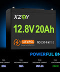 12V 20Ah LiFePO4 Battery With Built In 20A BMS For Fish Finders, Scooters, Solar Setups And Camping, 4000 Cycles, Rechargeable