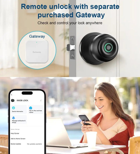 Biometric Smart Door Lock With Fingerprint Scanner, App Control And Physical Key, remote unlock with phone app