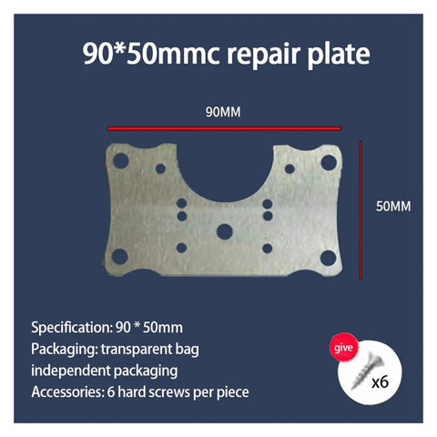 1 Pack Rotating Concealed Hinge Repair Plate For Cabinets And Cupboards with dimensions 90x50mm and screws included