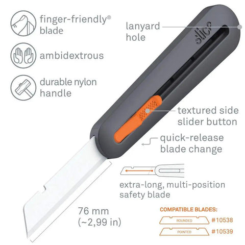 Extra Long Insulation Foam Cutter With Finger Friendly Ceramic Blade, ambidextrous design, nylon handle, 3 inch cutting depth