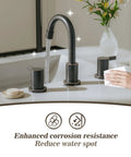 Oil Rubbed Bronze 8 Inch Widespread Bathroom Faucet With Two Handles For Three Hole Mount Includes Valve And Metal Pop Up Drain