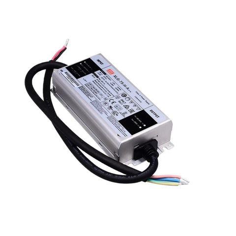 XLG 75W IP67 LED Driver Industrial Switching Power Supply For Bay Stage And Plant Lighting 12V 24V 27 To 56V Output 700mA 1400mA High Efficiency Beefed Up Durable Plug And Play silver metal LED driver with attached cables