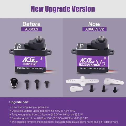 Mini Z RC Car Micro Steering Servo 6g High Speed Full Metal Gear Coreless Digital Servo A06CLS V2 Purple comparison with A06CLS