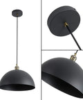 Vintage Black Pendant Light Dome Fixture With Retro Farmhouse Vibe, 13.7 Inch Shade, Modern Industrial Chandelier
