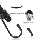 20 Piece 36 Inch Bungee Cords With Hooks Adjustable Elastic Tie Downs For Transporting And Securing Small Loads Heavy Duty 8mm Thick Natural Latex Core For Packing And Lashing with metal hook detail