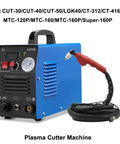 Pt 31 Air Plasma Cutting Torch 40 Amp With 13 Foot Cable Compatible With Cut 45 And Ct Plasma Machines For Industrial Duty Grind And No Sweat Shop Fixes, blue plasma cutter with control panel and black cable.