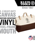 Pro Grade Heavy Duty Canvas Tool Bag With Moisture Resistant Vinyl Bottom And Steel Frame For Rugged Use, 24 Inch on display