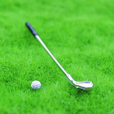 One To Twelve Scale Mini Golf Set For Dollhouse With Alloy Golf Clubs And Balls Realistic Golfing Accessories On Green Surface