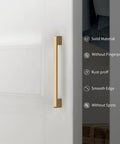 Pack Of 10 Five Inch Center To Center Zinc Alloy Kitchen Cabinet Handles In Champagne Bronze Finish with solid, smooth edges.