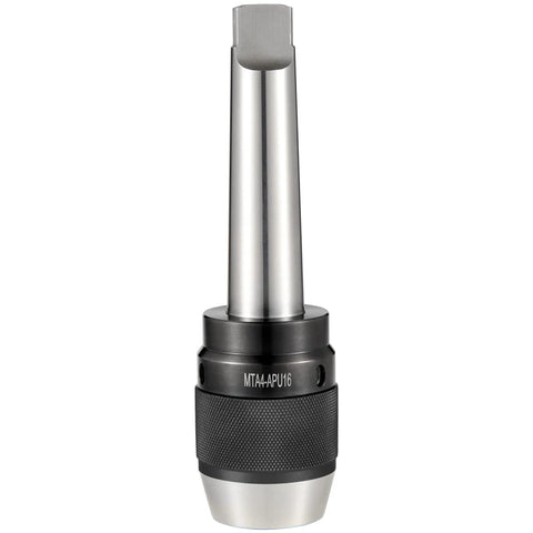 Heavy Duty APU16 MT4 Shank Drill Chuck With Beefy Titanium Jaws, Keyless Self Tightening, 1/32 To 5/8 Inch Capacity, Integrated Shank